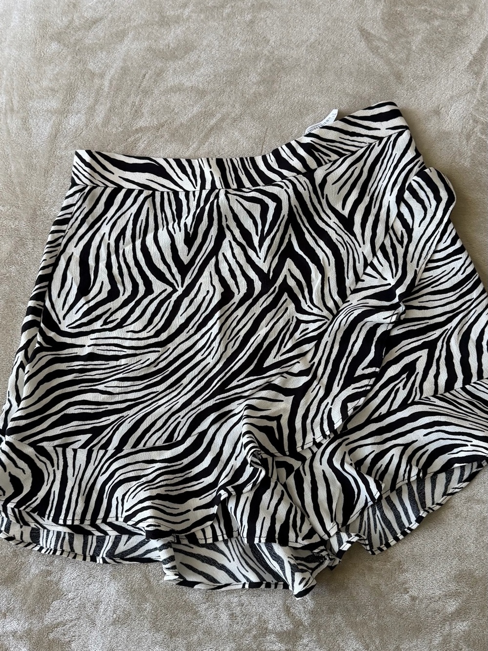 Zara Black and White Zebra Print High Waist Shorts